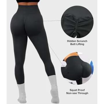 JGS1996 Hidden Scrunch Butt Lifting Leggings for Women Tummy Control High Waisted Workout Gym Seamle...