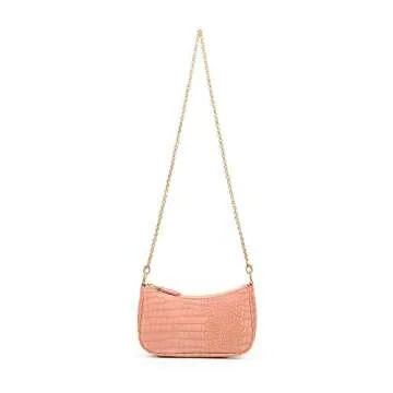 New Shoulder Bag Lady Retro Crocodile Purse Classic Clutch Shoulder Tote HandBag with Zipper Closure for Women (Pink)