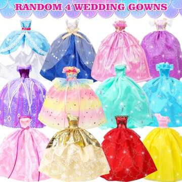 Style Shine 50 Pack Doll Clothes and Accessories, Wedding Gowns, Dresses, Shoes