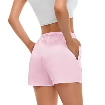 SWOMOG Womens Stain Pajama Shorts with Pockets Soft Comfy Short Pants Lightweight Lounge Sleep Pj Bottoms