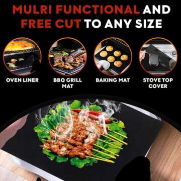 3 Pack Non-Stick Heavy Duty Oven Liners Set for Bottom of Electric Oven by Grill Magic - Thick, Heat...