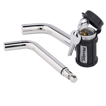 Master Lock Receiver Lock, 1/2 in. and 5/8 in. Swivel Head, Weather Resistant Trailer Coupler Lockin...