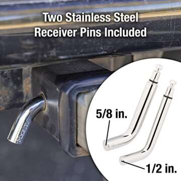 Master Lock Receiver Lock, 1/2 in. and 5/8 in. Swivel Head, Weather Resistant Trailer Coupler Locking Hitch Pin with Keys for Protecting Trailers, RVs, 2866DAT