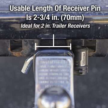 Master Lock Receiver Lock, 1/2 in. and 5/8 in. Swivel Head, Weather Resistant Trailer Coupler Locking Hitch Pin with Keys for Protecting Trailers, RVs, 2866DAT