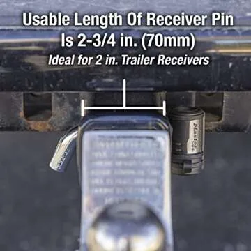 Master Lock Receiver Lock, 1/2 in. and 5/8 in. Swivel Head, Weather Resistant Trailer Coupler Locking Hitch Pin with Keys for Protecting Trailers, RVs, 2866DAT