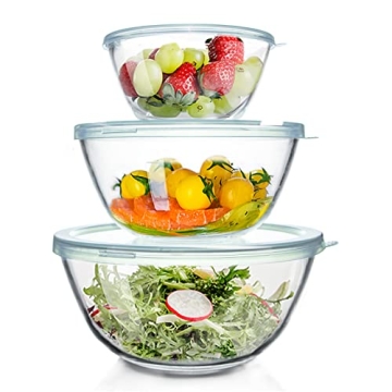 WhiteRhino Glass Mixing Bowls Set of 3 - Durable & Versatile!