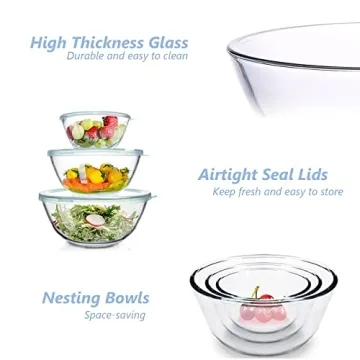 WhiteRhino Glass Mixing Bowls Set of 3 - Durable & Versatile!