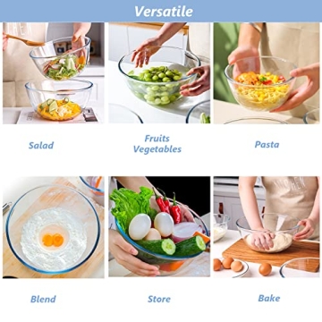 WhiteRhino Glass Mixing Bowls Set of 3 - Durable & Versatile!