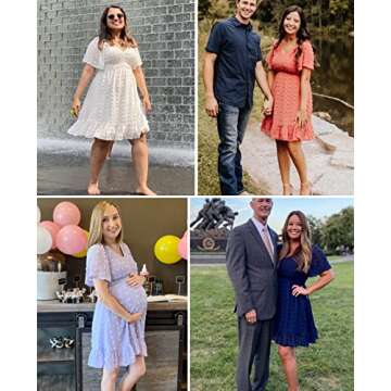 Zattcas Dusty Orange Swiss Dot Smocked Dress for Summer