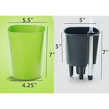 Leoyoubei 7 inch Plastic Self Watering Plant Pots with Water Level Indicator White Set of 1, Modern Decorative Flower Pots for All House Plants, Flowers, Herbs, African Violets, Succulents