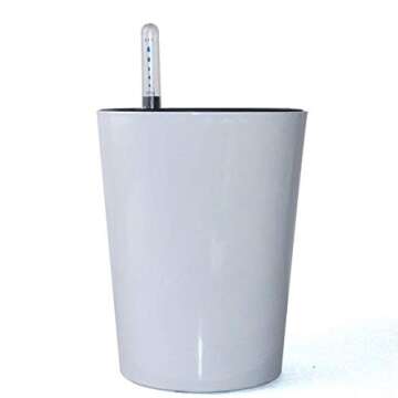 Leoyoubei 7 inch Plastic Self Watering Plant Pots with Water Level Indicator White Set of 1, Modern Decorative Flower Pots for All House Plants, Flowers, Herbs, African Violets, Succulents