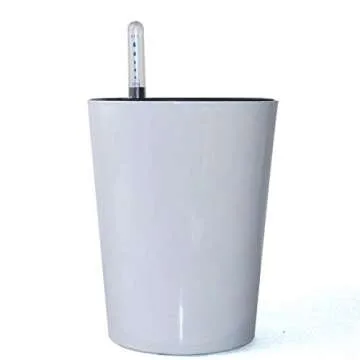 Leoyoubei 7 inch Plastic Self Watering Plant Pots with Water Level Indicator White Set of 1, Modern Decorative Flower Pots for All House Plants, Flowers, Herbs, African Violets, Succulents