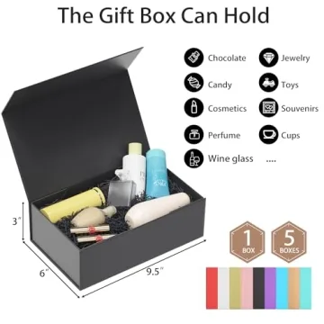 RYDDOY Black Gift Box with Magnetic Closure, 9.5x6x3''