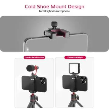 ULANZI ST-03 Metal Smart Phone Tripod Mount with Cold Shoe Mount and Arca-Style Quick Release Plate for iPhone Xs Xs Max X 8 7 Plus Samsung,Cell Phone Tripod Holder Clip Adapter for Joby GorillaPod
