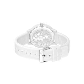 Lacoste Men's L.12.12 3H Quartz Water-Resistant Fashion Watch with White Silicone Strap, Model: 2011280