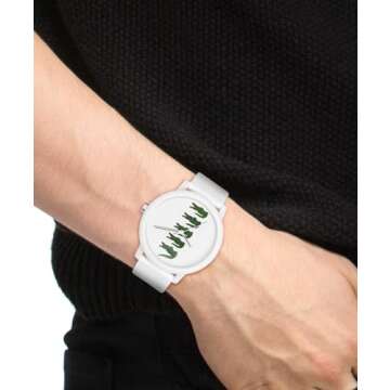 Lacoste Men's L.12.12 3H Quartz Water-Resistant Fashion Watch with White Silicone Strap, Model: 2011280