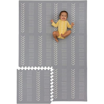 CHILDLIKE BEHAVIOR Baby Play Mat - Play Pen Tummy Time Mat & Crawling Mat Foam Play Mat for Baby wit...