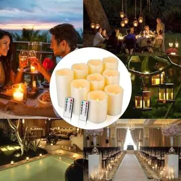 Enido Flameless Candles, LED Candles Outdoor Waterproof Candles(D: 3" x H: 4" 5" 6") Battery Operated Plastic Pack of 9 Pillar