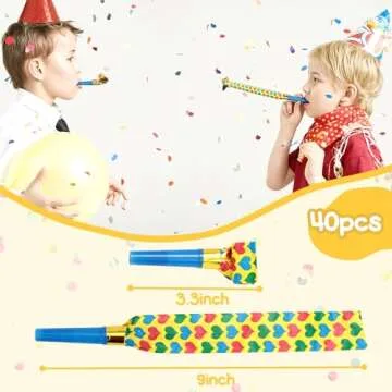 LovesTown 40PCS Colorful Party Blowers - Fun Birthday Noisemakers