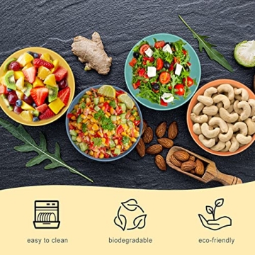 Wheat Straw Bowl Sets,8 PCS Unbreakable Cereal Bowl 26 OZ,Microwave and Dishwasher Safe Bowls,Bowl Sets for Camping and Picnic BPA Free Colorful Salad Bowls for Serving Soup,Oatmeal and Fruit Etc…