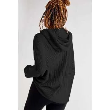 Oversized Waffle Knit Zip Up Hoodie for Women