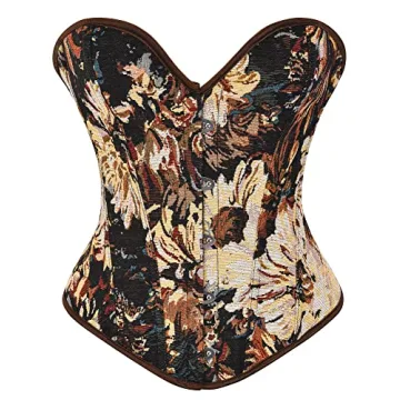 Alivila.Y Fashion Sexy Vintage Denim Corset Short Torso Daisy Floral Print Bustier Corsets A998-Blac...