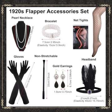 PLULON 1920s Flapper Dress & Accessories Set Women