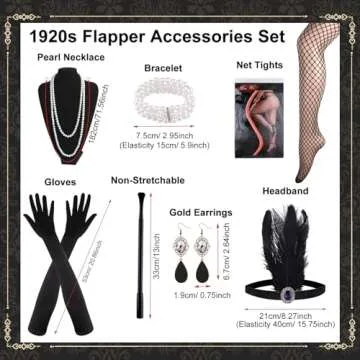 PLULON 1920s Flapper Dress & Accessories Set Women