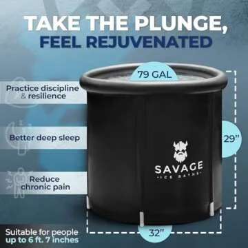 Savage Ice Baths - Portable Cold Plunge Tub For Athletes and Adults - Easy Installation Ice Baths at Home - Gift for Ice Bath Lover - Cold Plunge to Soothe Muscles, Ice tub, Ice Plunge Tub