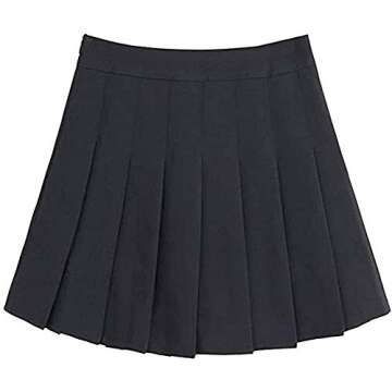 Girls Women High Waisted Pleated Skirt Plain Plaid A-line Mini Skirt Skater Tennis School Uniform Skirts Lining Shorts
