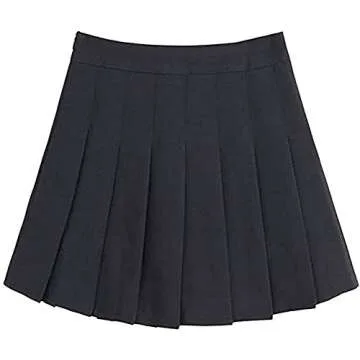 Girls Women High Waisted Pleated Skirt Plain Plaid A-line Mini Skirt Skater Tennis School Uniform Skirts Lining Shorts