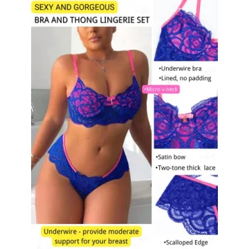 Kaei&Shi Floral Lace Lingerie Set For Women