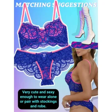 Kaei&Shi Floral Lace Lingerie Set For Women