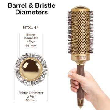Olivia Garden NanoThermic Speed XL Extra-Long Barrel Thermal Round Hair Brush with ergonomic non-sli...
