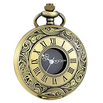 LYMFHCH Vintage Pocket Watch Roman Numerals Scale Quartz Pocket Watches with Chain Christmas Graduation Birthday Gifts Fathers Day