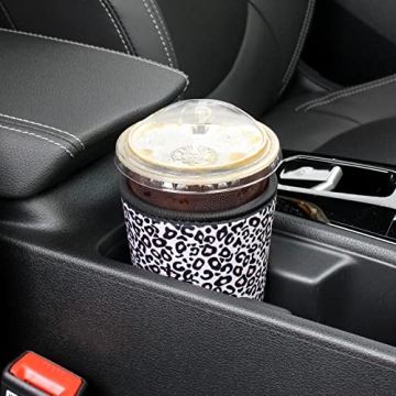 3 Pack Reusable Iced Coffee Sleeves - Xumbtvs Insulator for Cold Beverages, Neoprene Cup Holder for Starbucks/Dunkin Coffee, More (Leopard print)