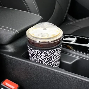 3 Pack Reusable Iced Coffee Sleeves - Xumbtvs Insulator for Cold Beverages, Neoprene Cup Holder for Starbucks/Dunkin Coffee, More (Leopard print)