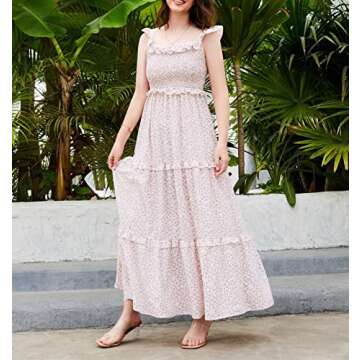 WephuPSho Mommy and Me Matching Dresses Summer Boho Dress Sleeveless Floral Print Family Matching Outfits Set(Pink #B,8Y)