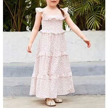 WephuPSho Mommy and Me Matching Dresses Summer Boho Dress Sleeveless Floral Print Family Matching Outfits Set(Pink #B,8Y)