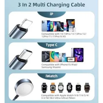 Charger Cable for Apple Watch Upgraded 3 in 2 Fast iPhone Watch Charger USB C Multi Fast Charging Cable Compatible with iWatch Ultra/SE/10/9/8/7/6/5/4/3/2/1 & iPhone 16/15/14/13/12/11/Galaxy S23-4FT