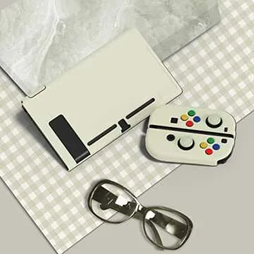 PlayVital ZealProtect Soft Protective Case for Nintendo Switch, Flexible Cover Protector for Switch with Tempered Glass Screen Protector & Thumb Grip Caps & ABXY Direction Button Caps - Antique Yellow