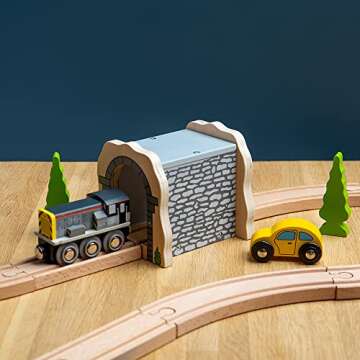 Bigjigs Rail Grey Stone Tunnel - Other Major Wooden Rail Brands are Compatible