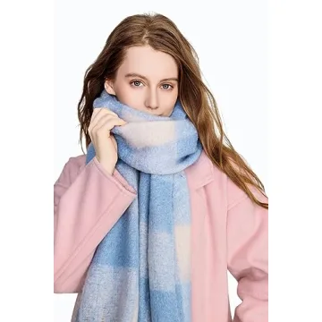 Yatemiole Women's Cashmere Checked Scarf for Winter Style