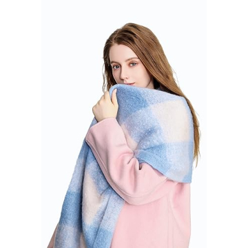 Yatemiole Women's Cashmere Checked Scarf for Winter Style