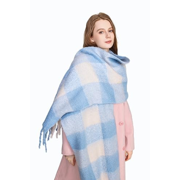 Yatemiole Women's Cashmere Checked Scarf for Winter Style