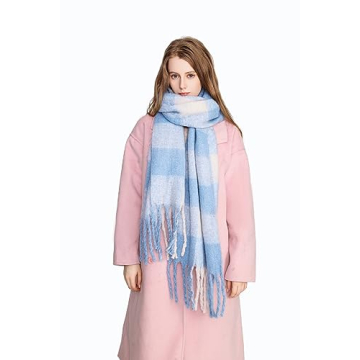 Yatemiole Women's Cashmere Checked Scarf for Winter Style