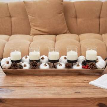 Osfvn Pumpkin Decor Set of 12 Artificial Fake Faux Foam White Pumpkins Rustic Farmhouse Harvest Thanksgiving Mantel Table Centerpiece Autumn Fall Home Decoration