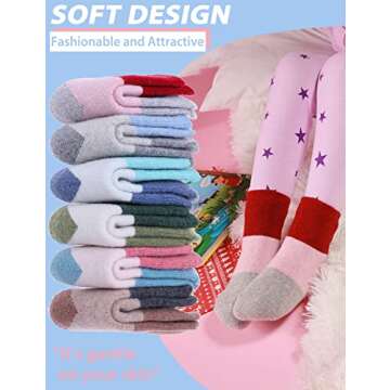 ANTSANG Kids Merino Wool Hiking Socks Toddlers Boys Girls Winter Warm Thick Thermal Crew Boot Heavy Cozy Snow Cabin Gift Snowboarding Socks 6 Pairs for Childs(Mix Color B,1-3 Y)