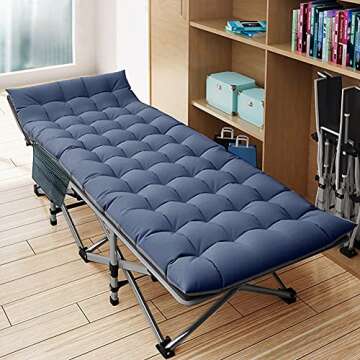 LILYPELLE Camping Cot, Portable Folding Cots for Adults, Heavy Duty Outdoor Sleeping Cot Bed with Ca...