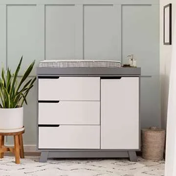 Babyletto Hudson 3-Drawer Changer Dresser in Grey and White